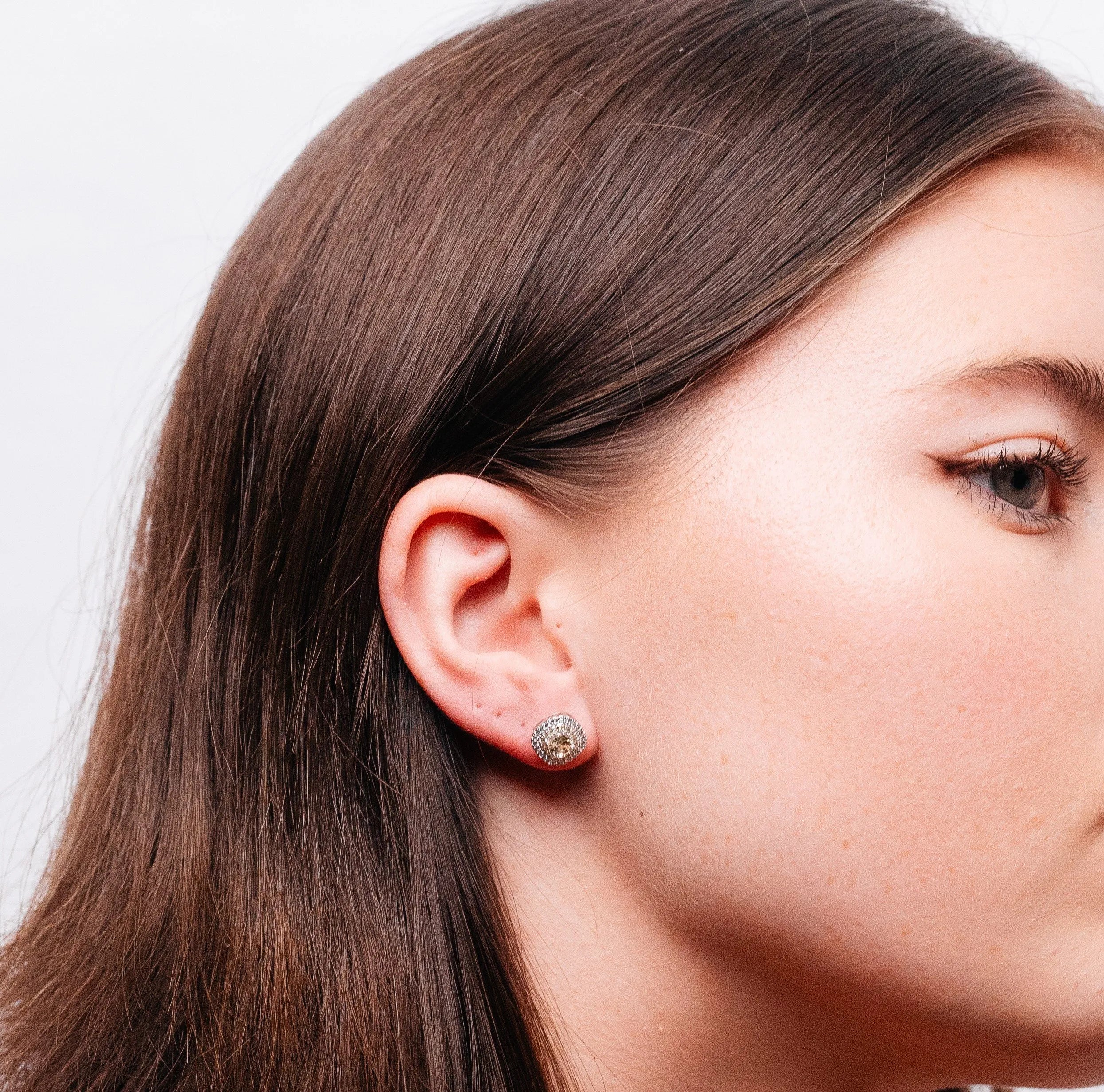 Alizia Halo Full Stone Stud Earrings