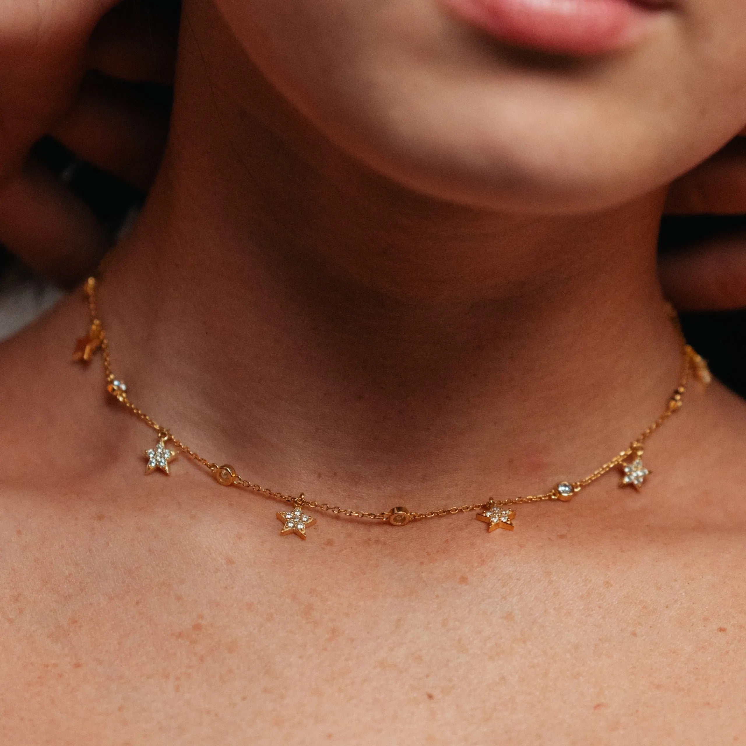 Alizia Multiple Star Charm Short Necklace