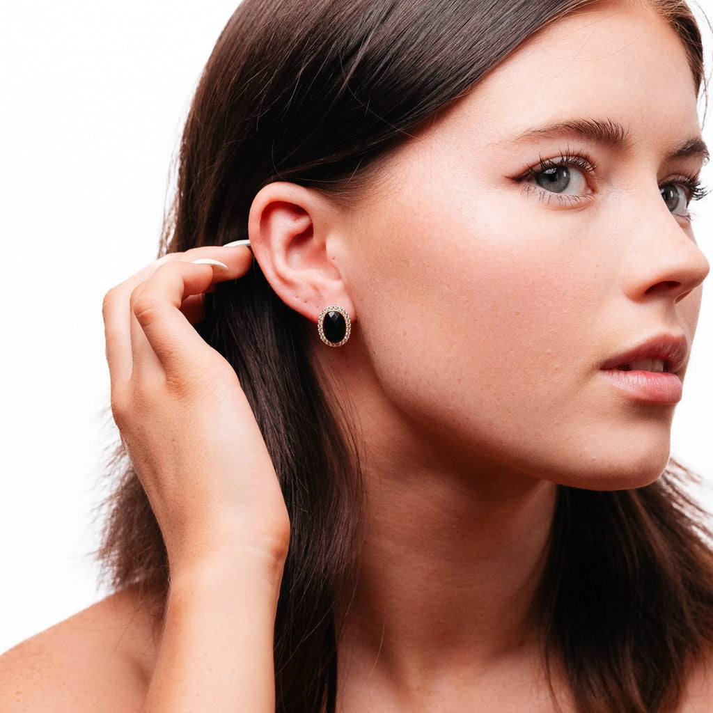 Alizia Oval Big Jewel Crystal Outline Earring
