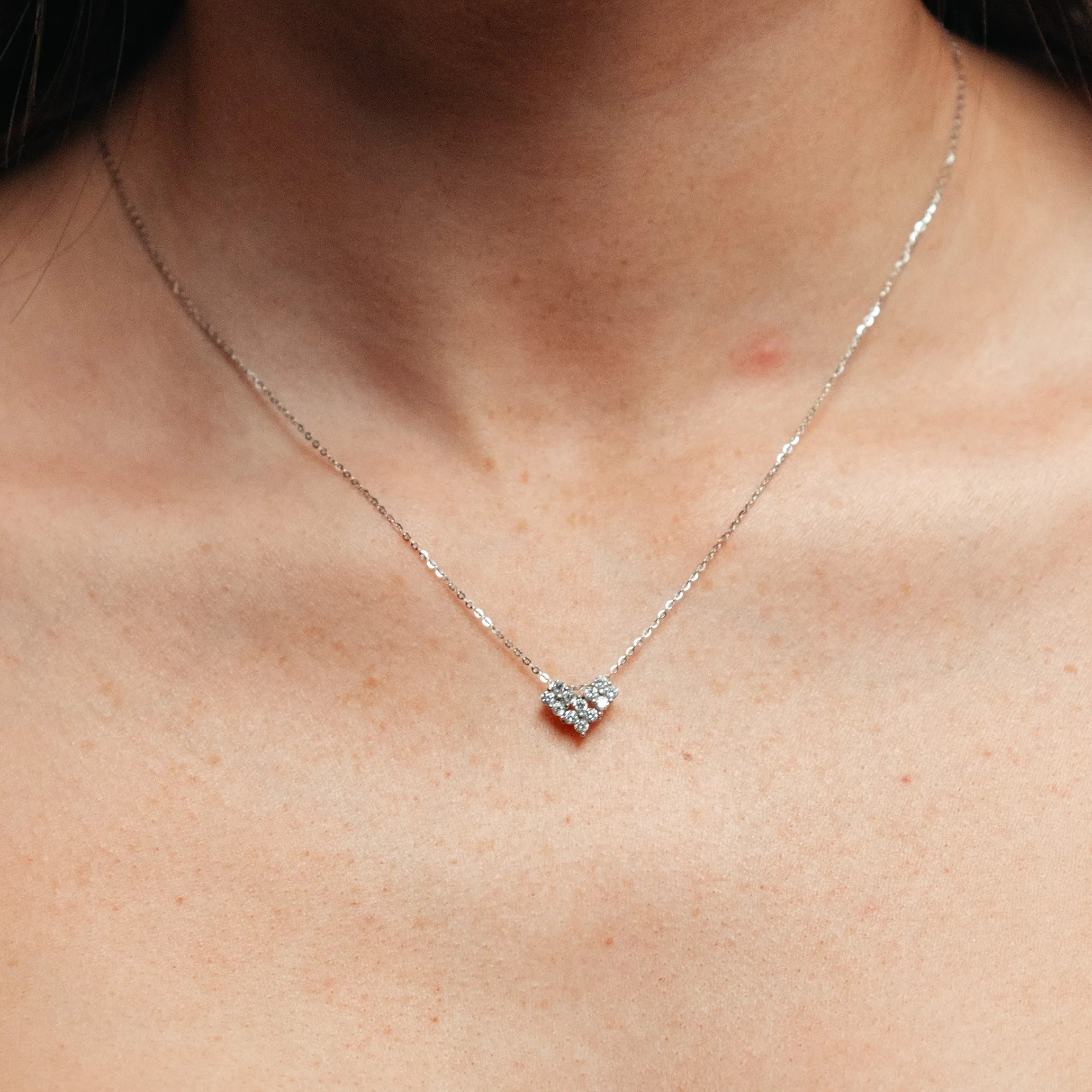 Alizia 3 Diamond Heart Short Necklace