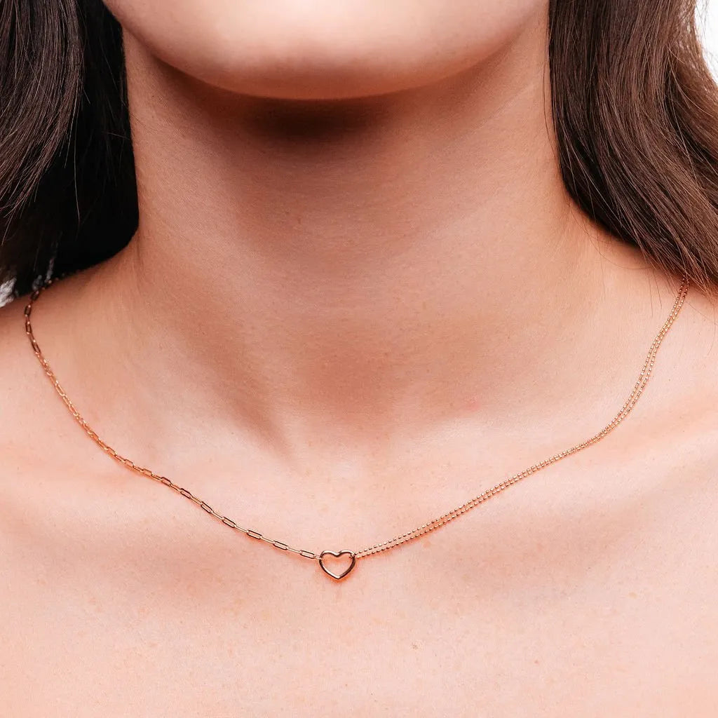 Alizia Dainty Heart & Link Short Necklace