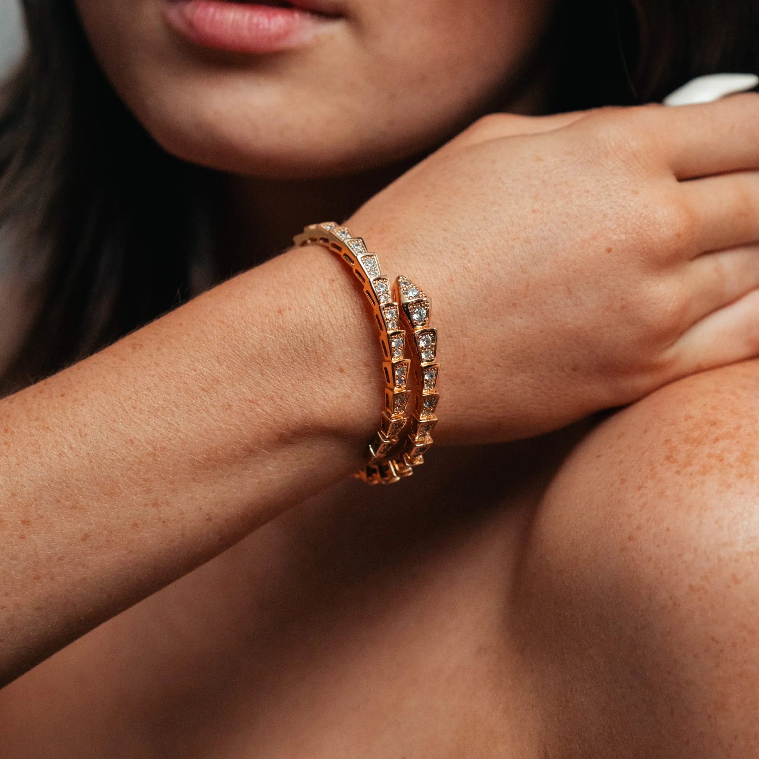 Alizia Serpernt Drape Crystal Bangle