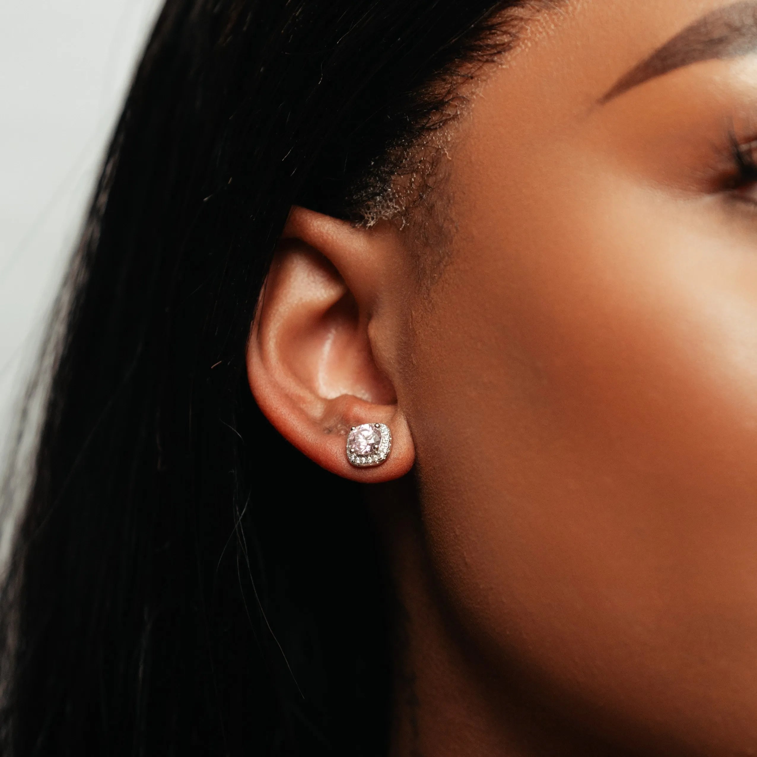 Alizia Square Colour Halo Stud Stud Earrings