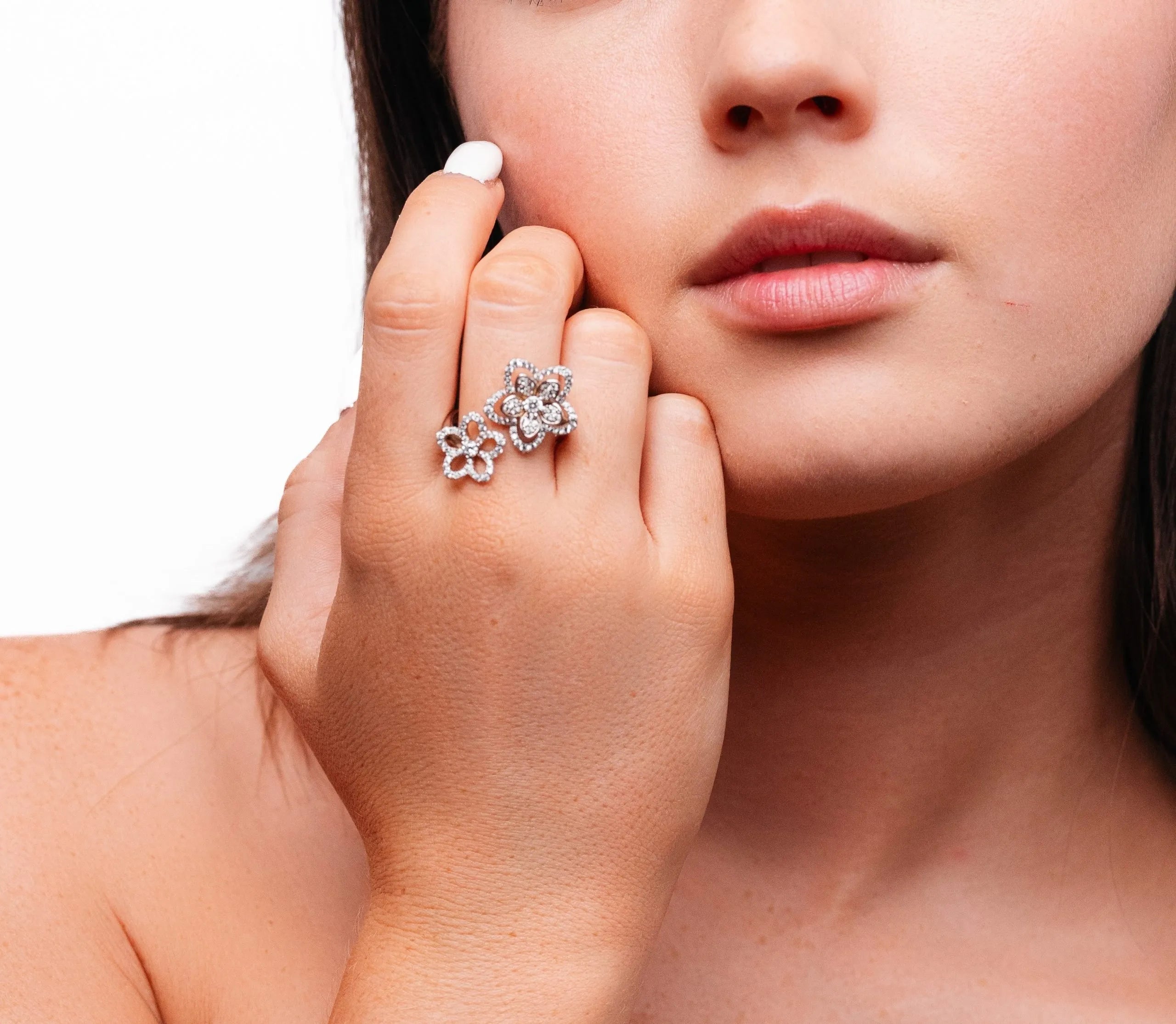 Alizia Adjustable Double Flower Draped Ring