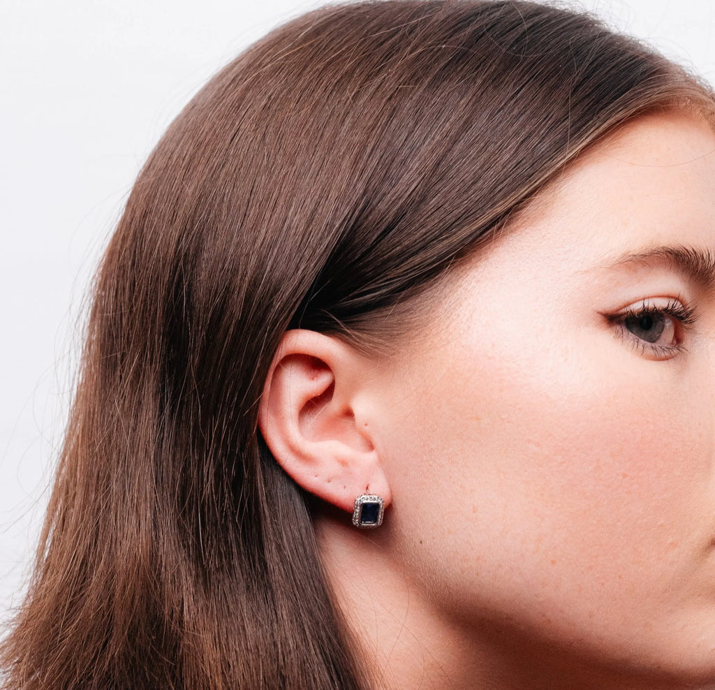 Alizia Rectangle Stone Stud Earrings