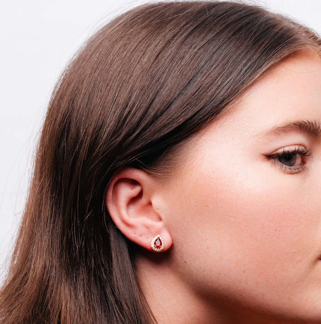 Alizia Ruby Raindrop Stud Earring