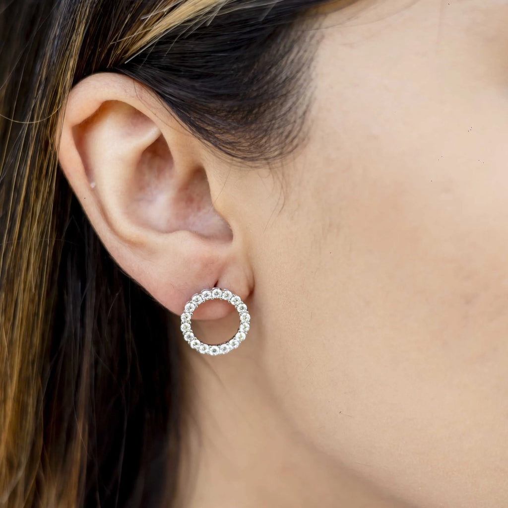Alizia Round Stones Circle Stud Earrings