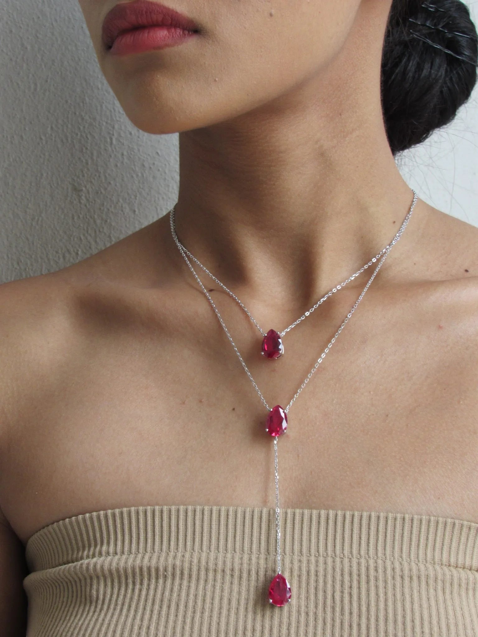 Alizia 3 Layer Raindrop Necklace