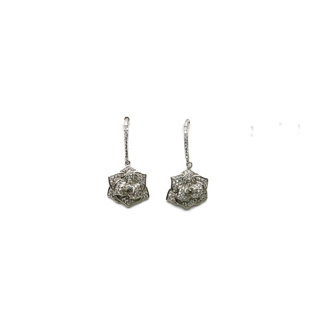 Alizia Encrusted Rose Hook Drop Earrings