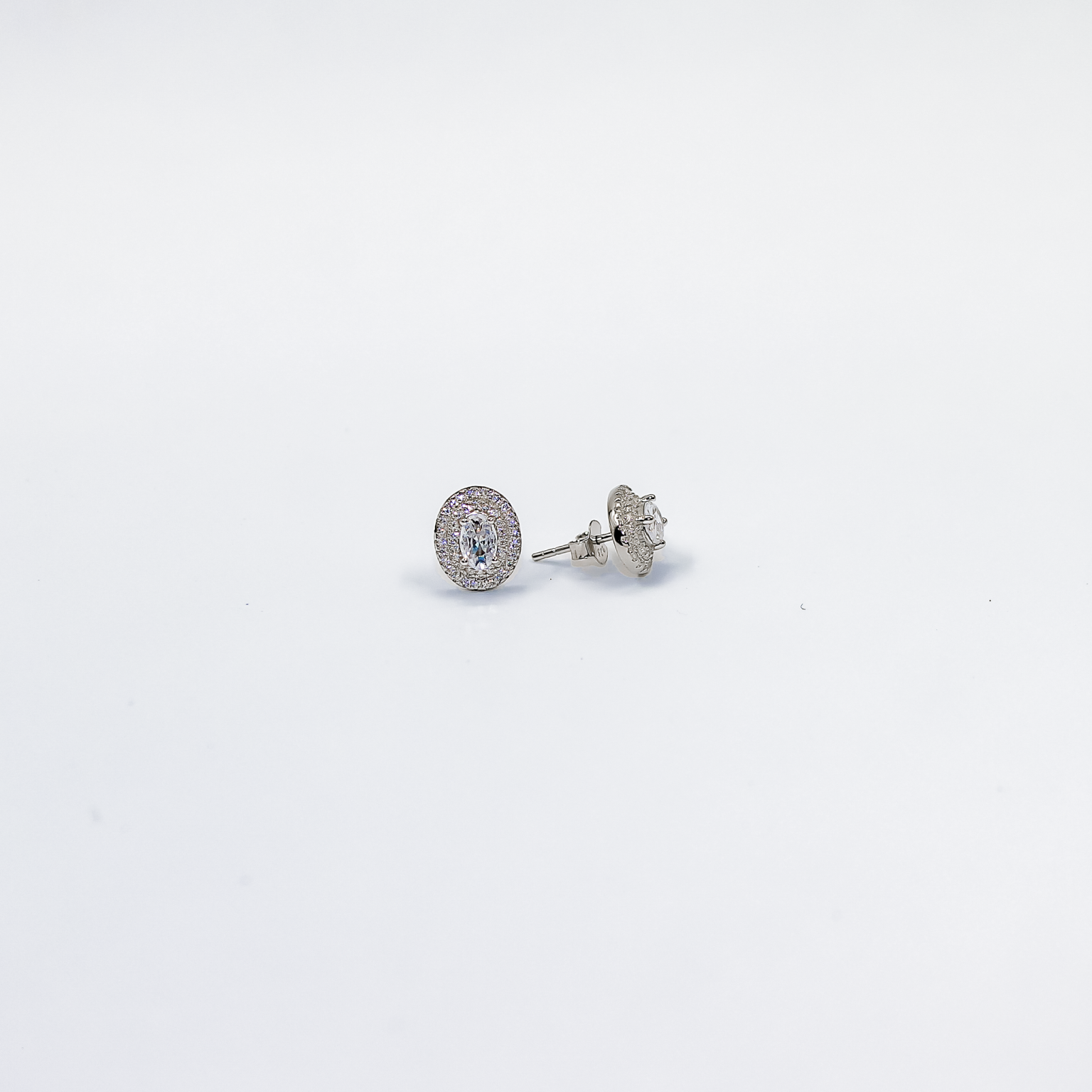 Alizia Double Oval Halo Stud Earrings