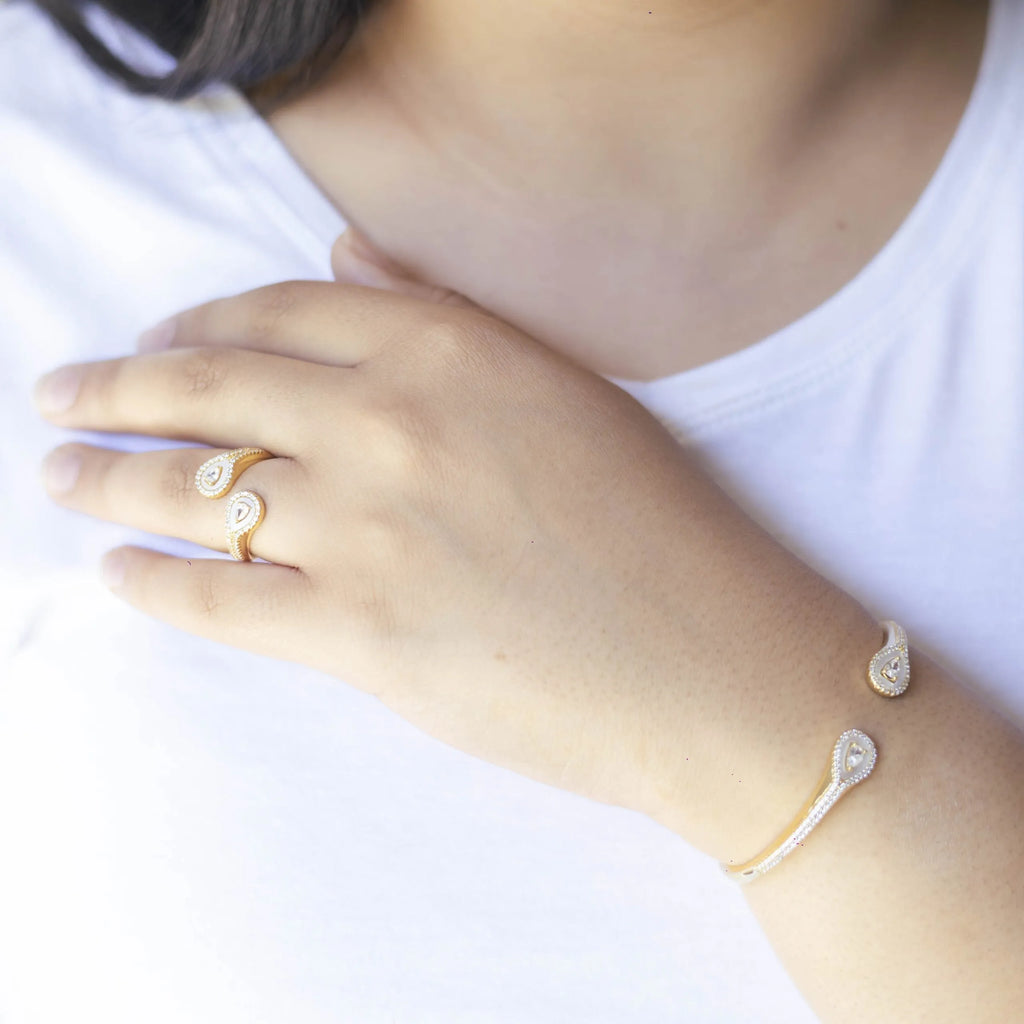 Alizia Raindrop Jewelled Bangle + Ring