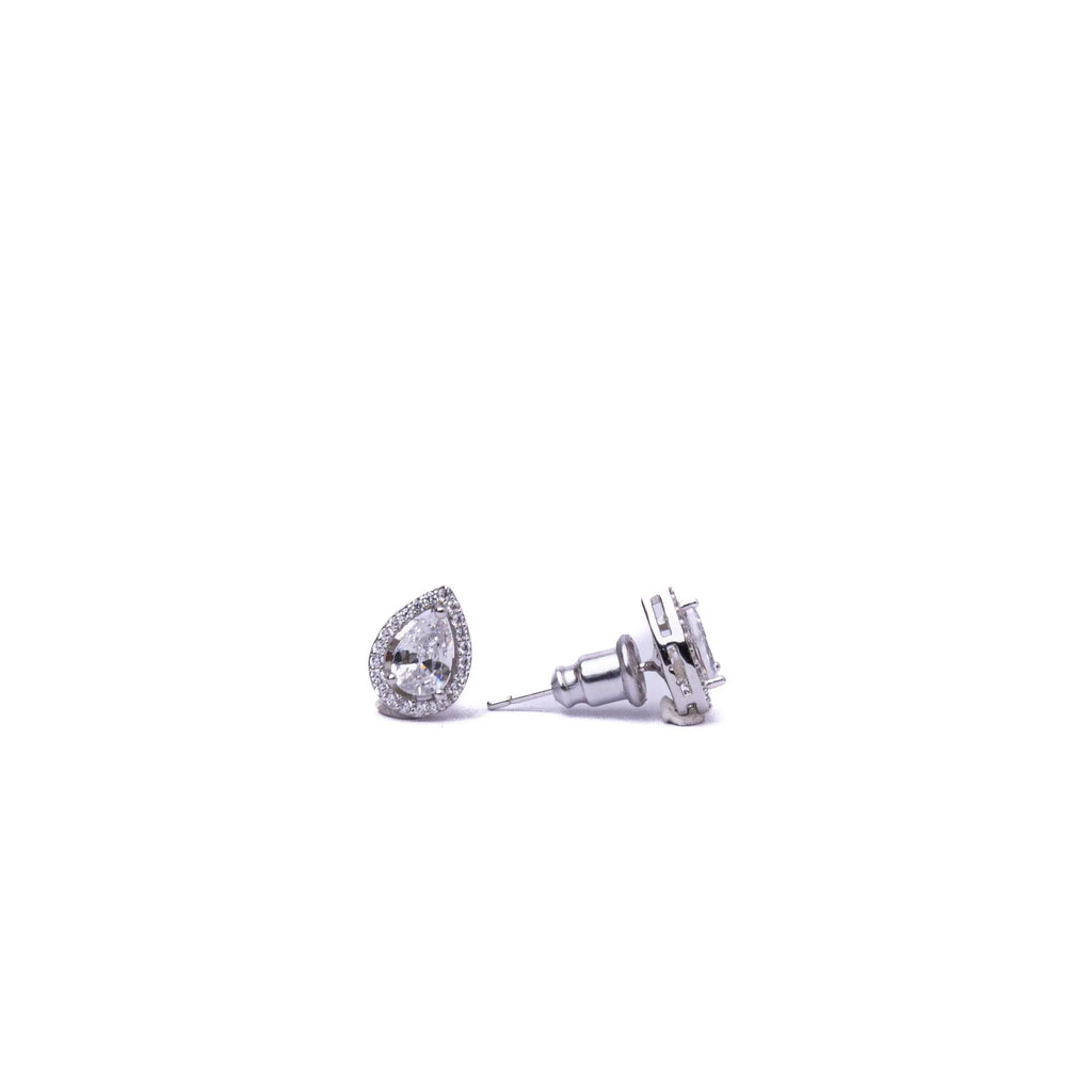 Alizia Raindrop Halo Stud Earrings