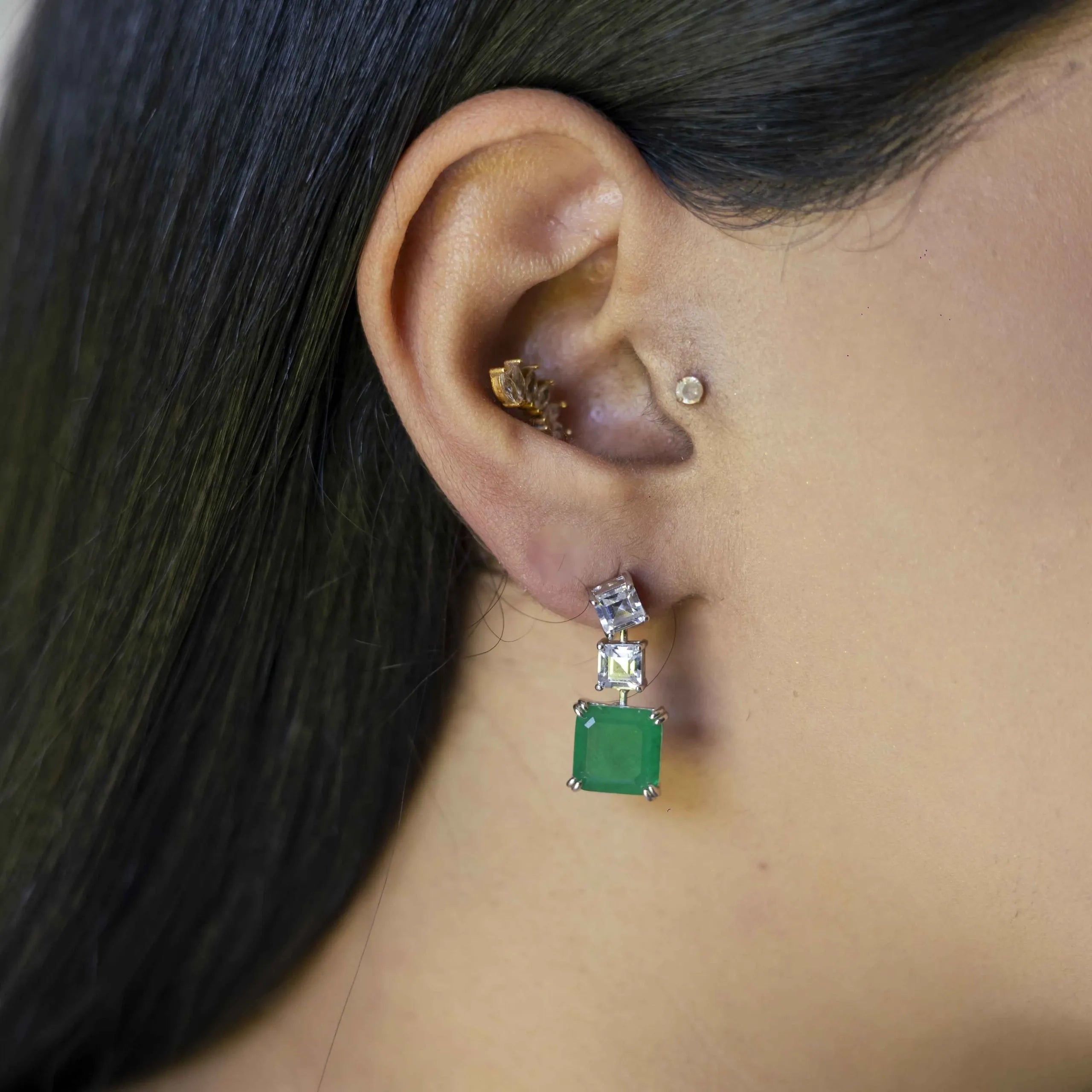 Alizia 3 Square Drop Earring