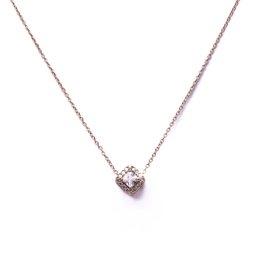 Alizia Square Halo Short Necklace