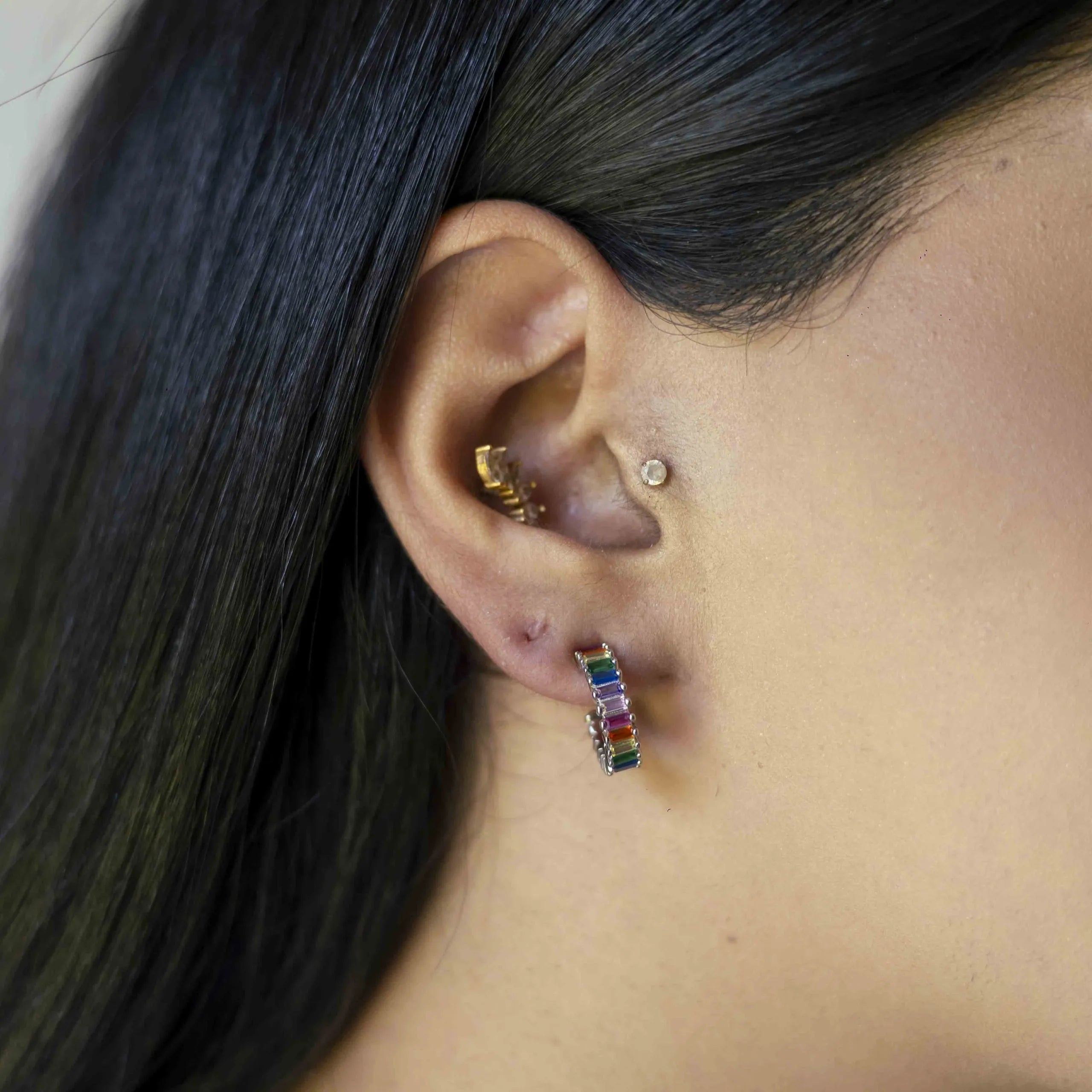 Alizia Colourful Medium Bagutte Hooped Earrings
