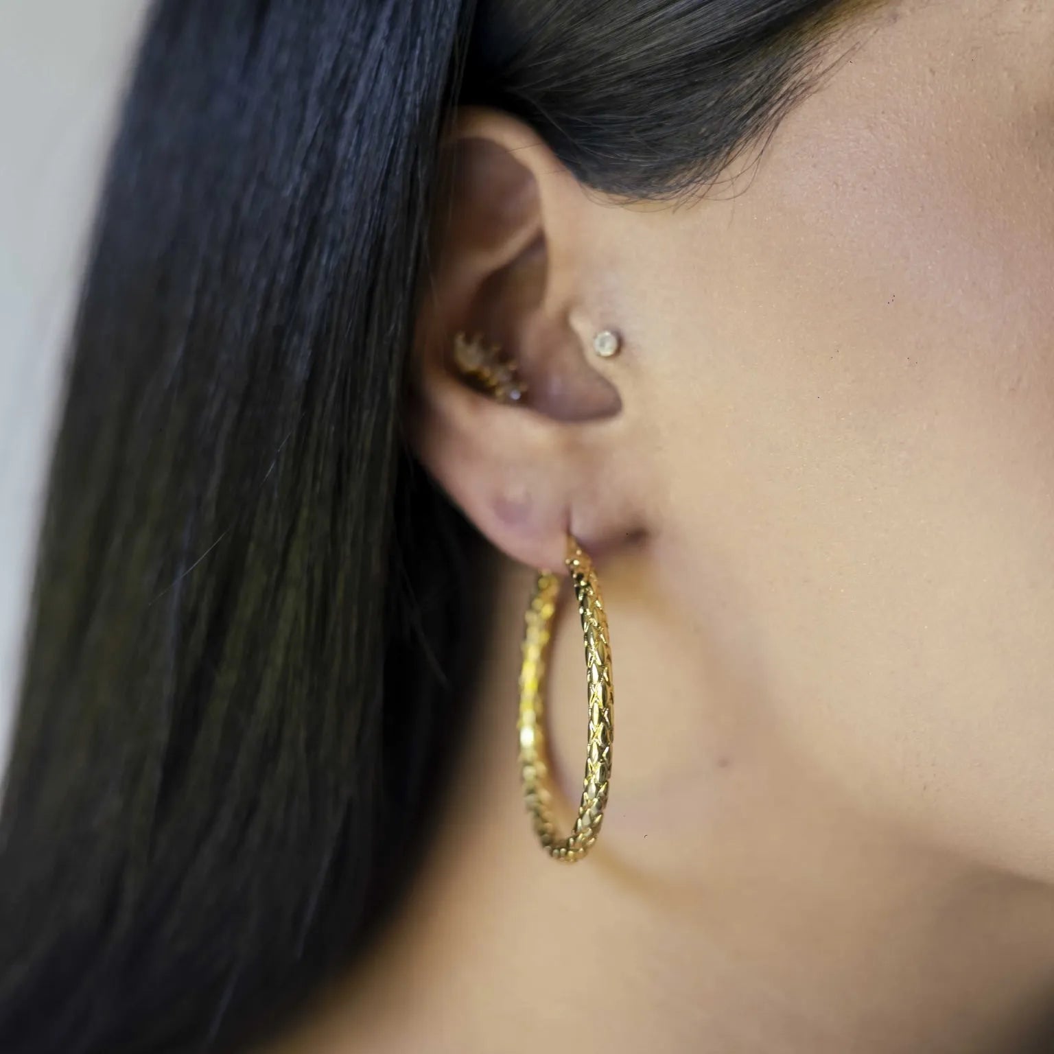 Alizia Printed Med Hoop Earring