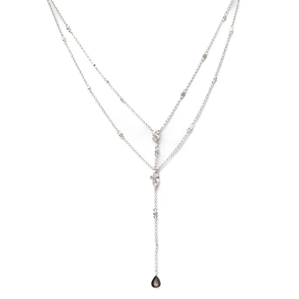 Alizia 3 Stone Drop Short Necklace