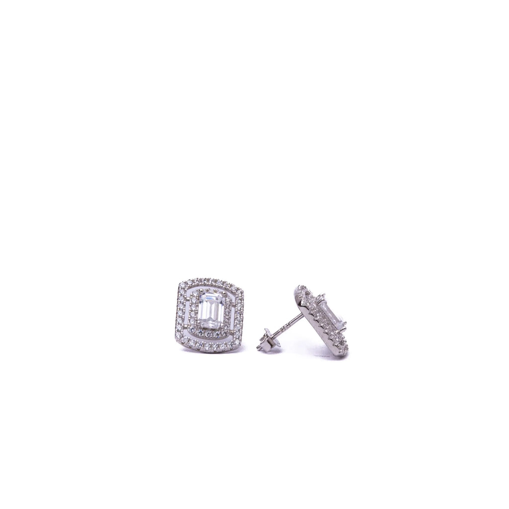 Alizia Rectangle Stone Crystal Outline Earrings