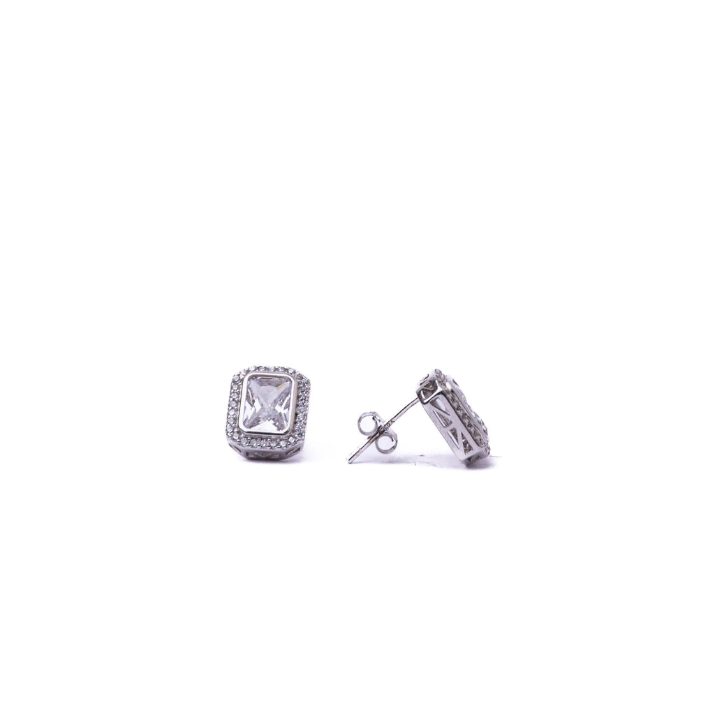Alizia Rectangle Embellished Outline Stud Earrings