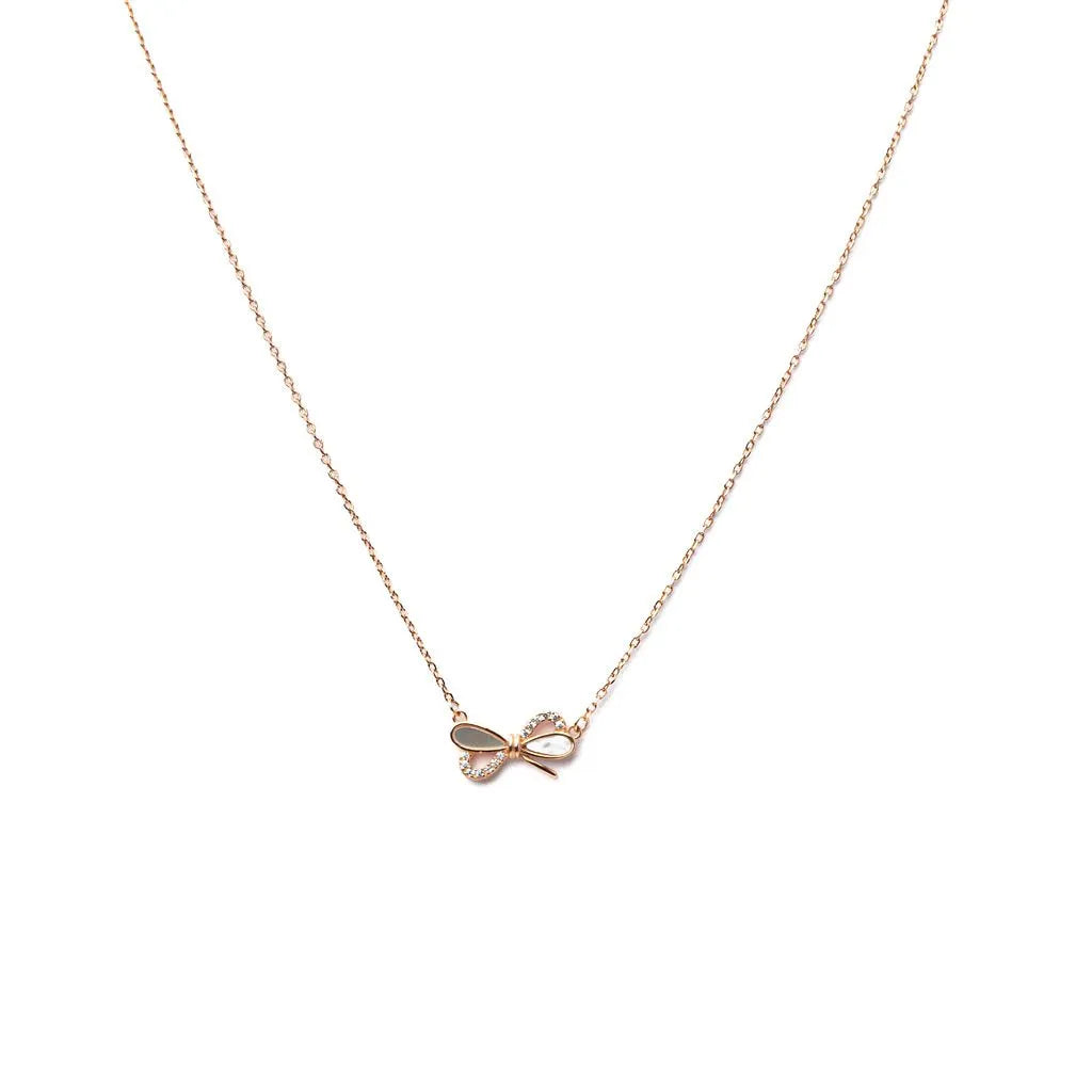 Alizia Dainty Pearl Bow Short Necklace