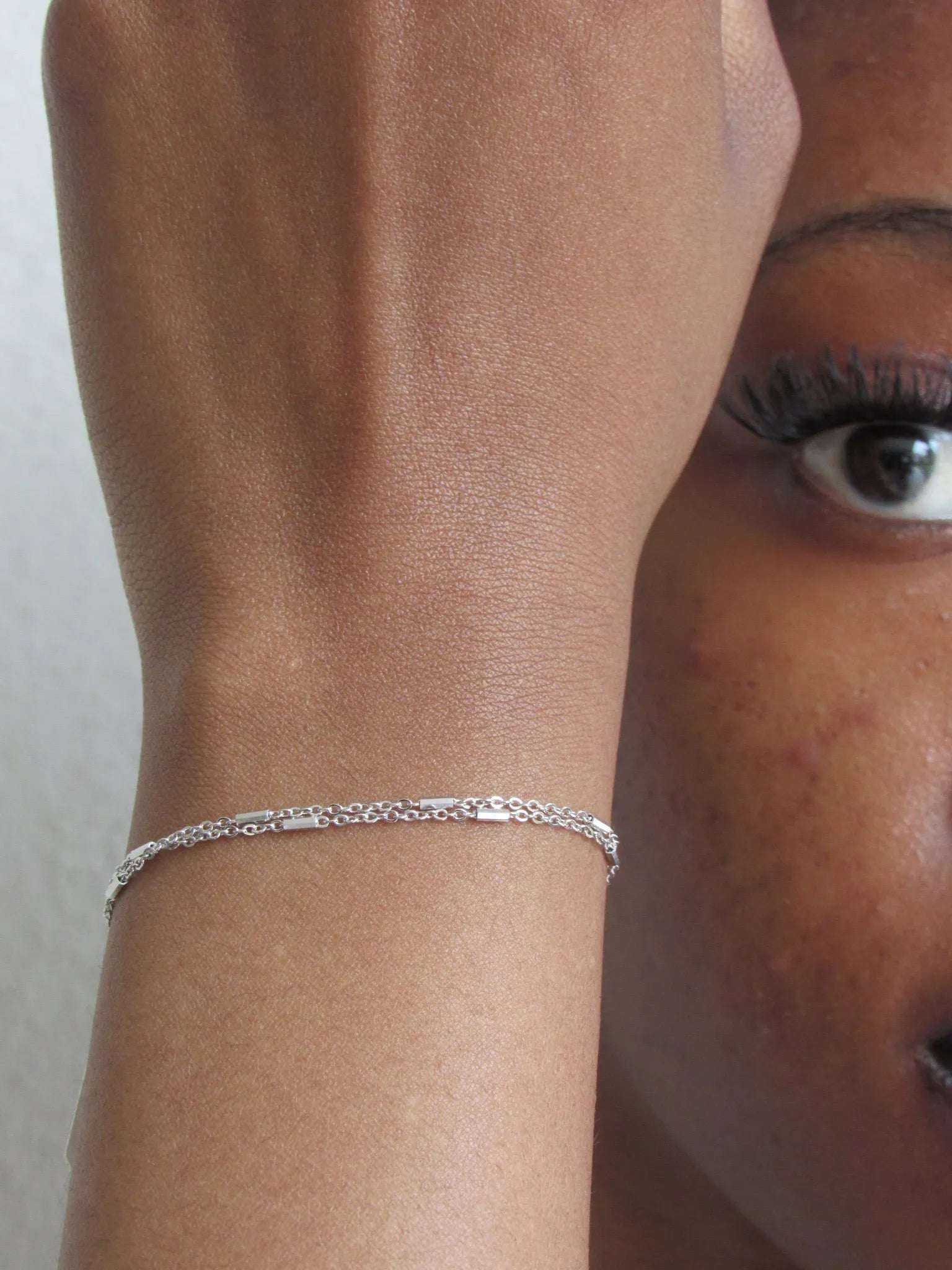 Alizia 2 Layer Simple Silver Bracelet
