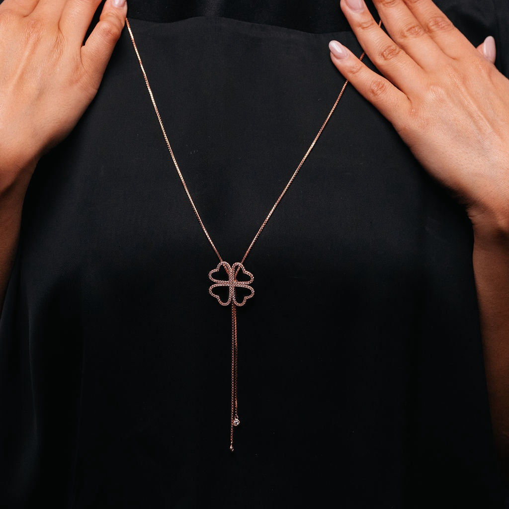 Alizia 4 Heart Flower Abaya Long Necklace