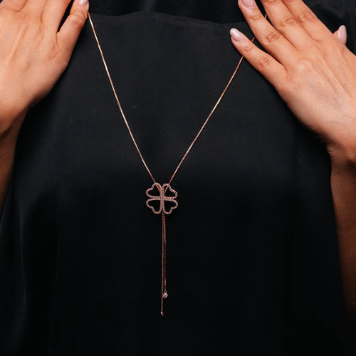 Alizia 4 Heart Flower Abaya Long Necklace