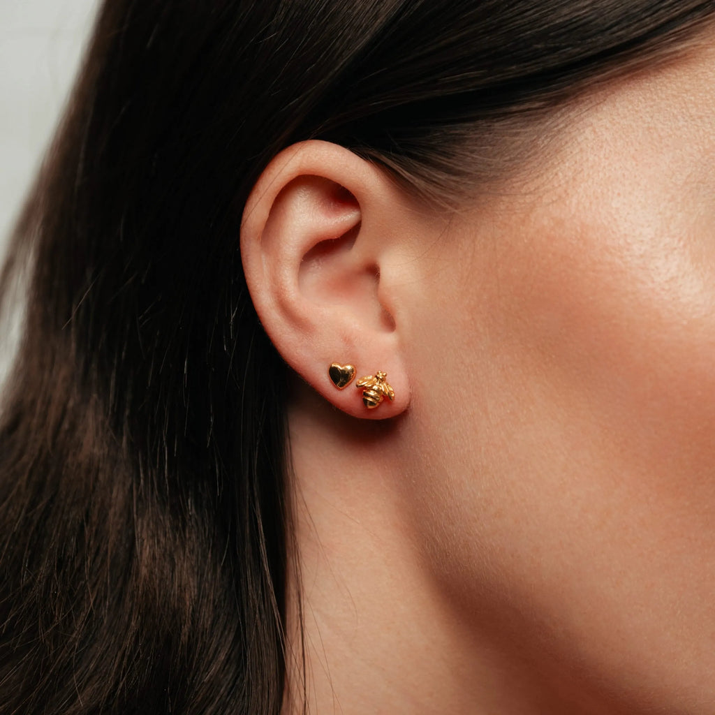 Alizia Heart and Bee Stud Earrings
