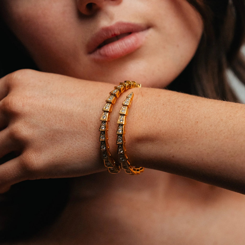 Alzia Serpent Crystal Drape Bangle