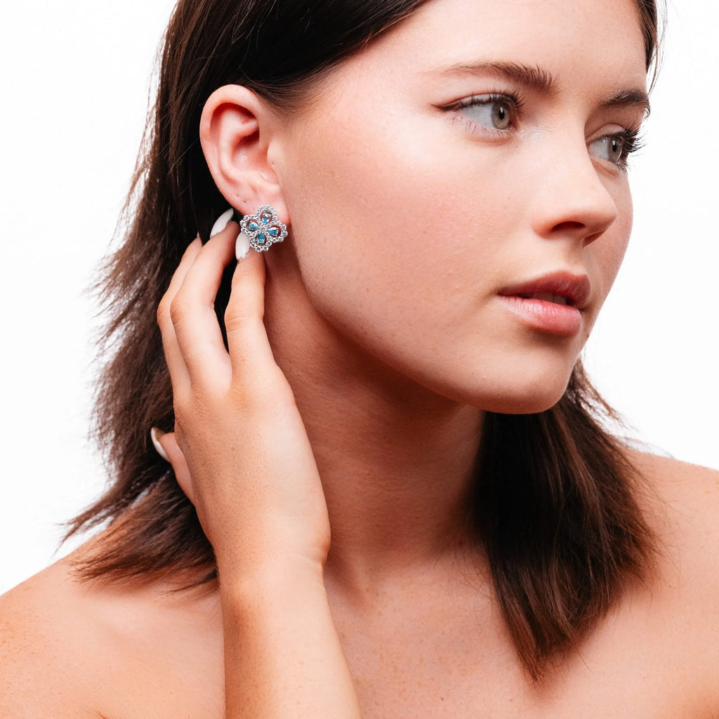 Alizia 4 Stud Crystal Flower Earring