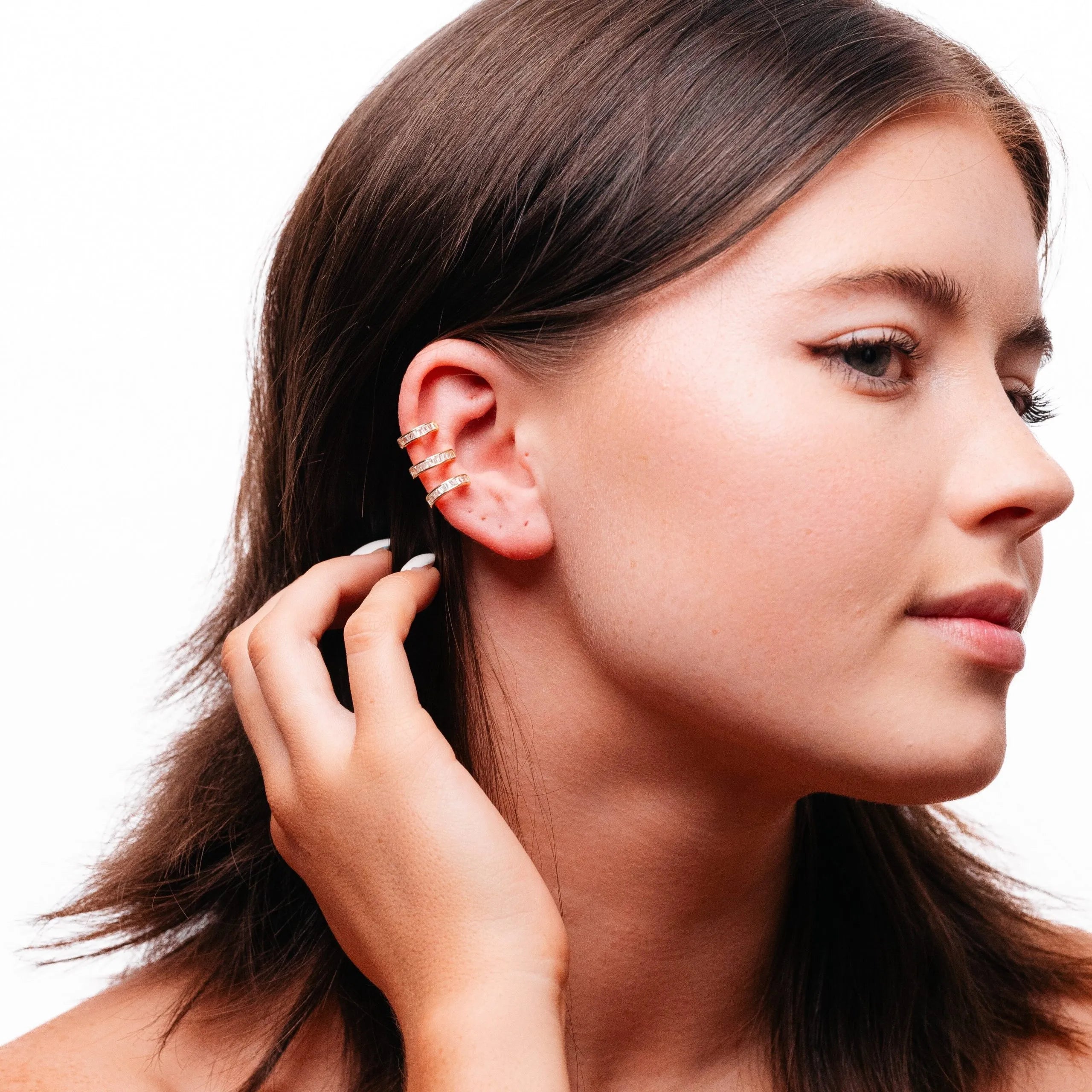 Alizia Rectangle Stone Crystal Outline Earrings