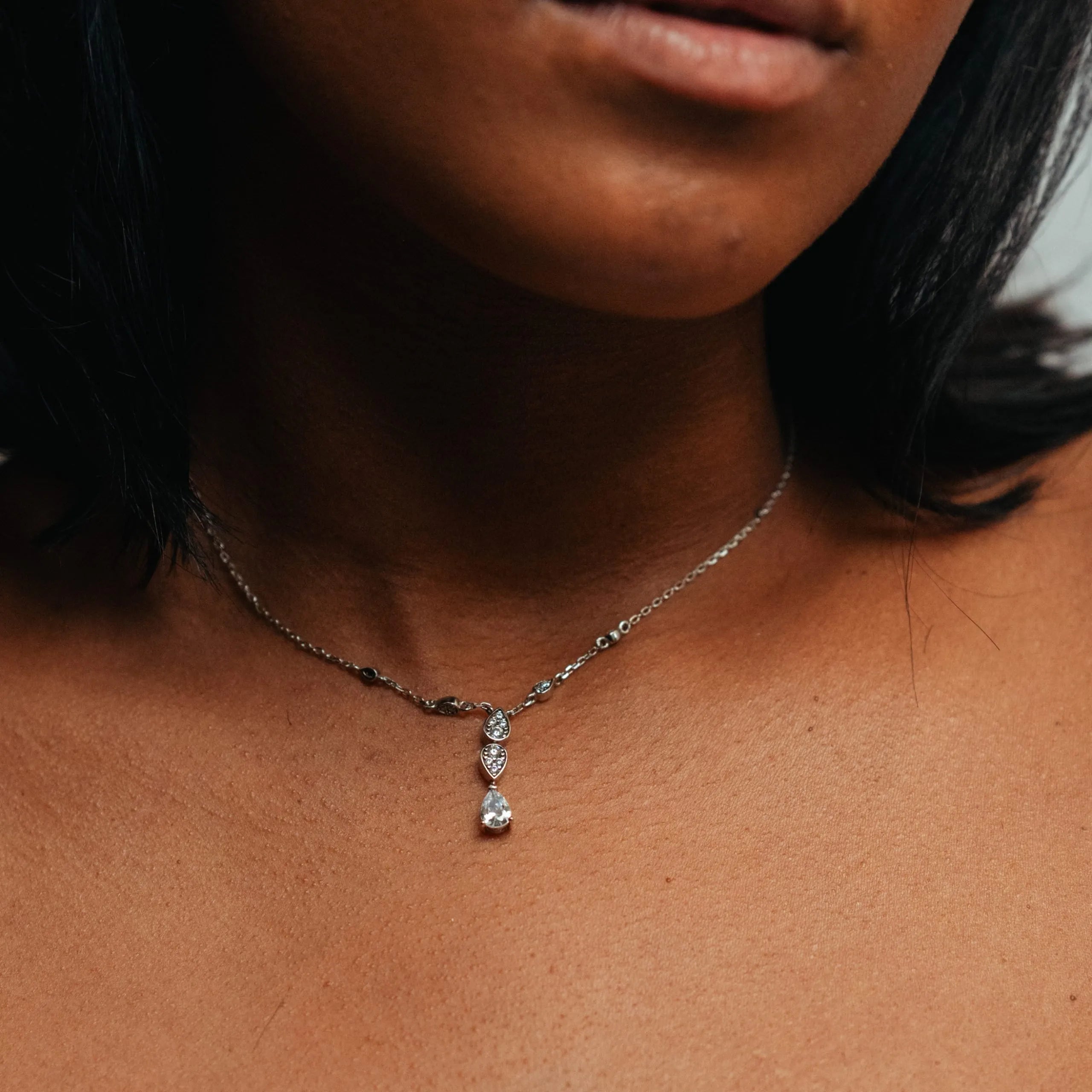 Alizia Pear Shaped Charms Short Necklace