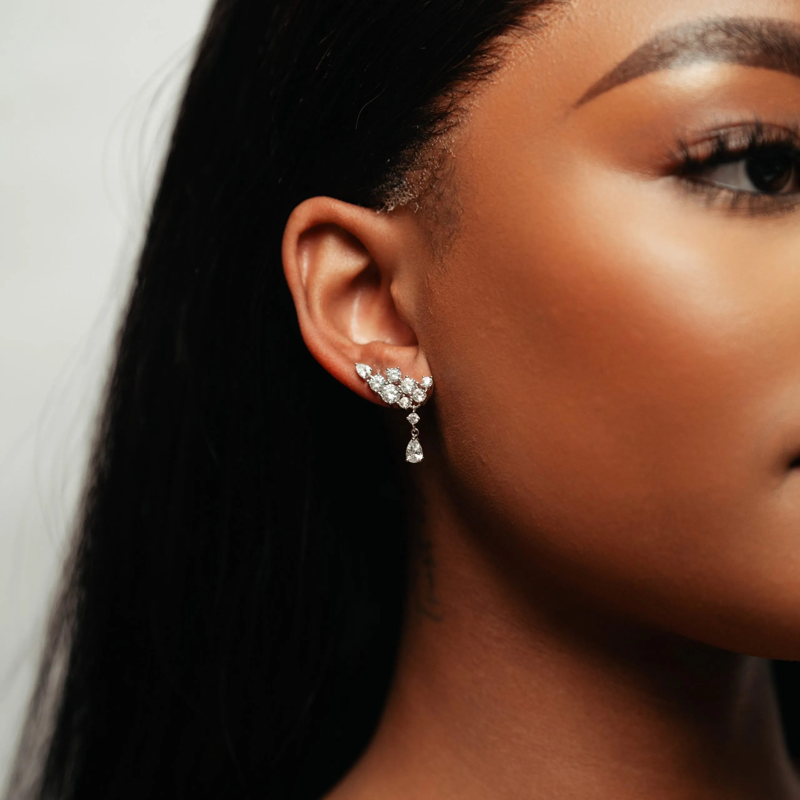 Alizia Silver Diamante Drop Earrings