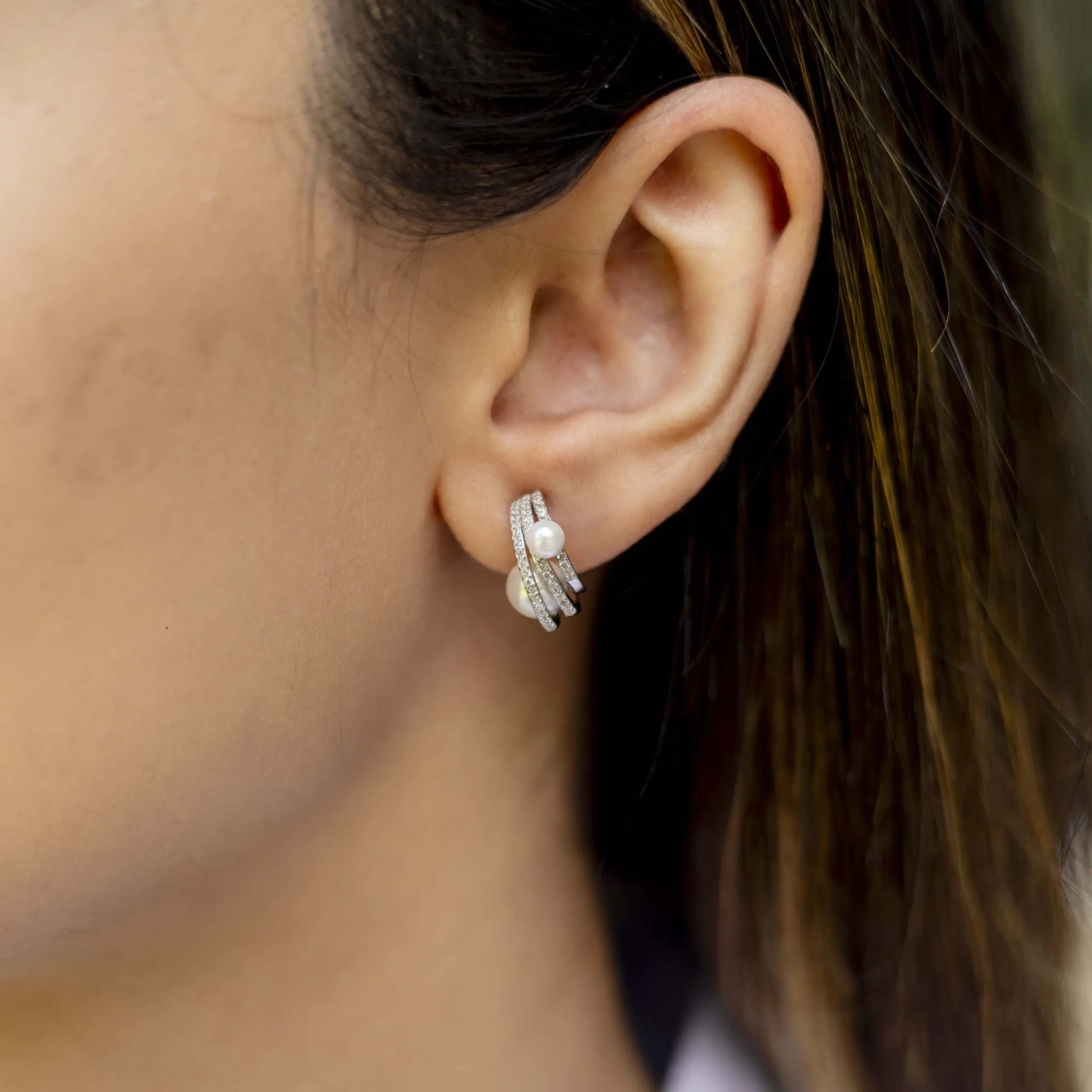 Alizia Pearled Multiple Hoops Half Hoop