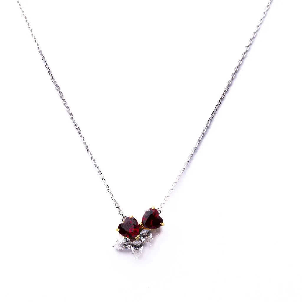 Alizia Ruby Heart Leaf Short Necklace