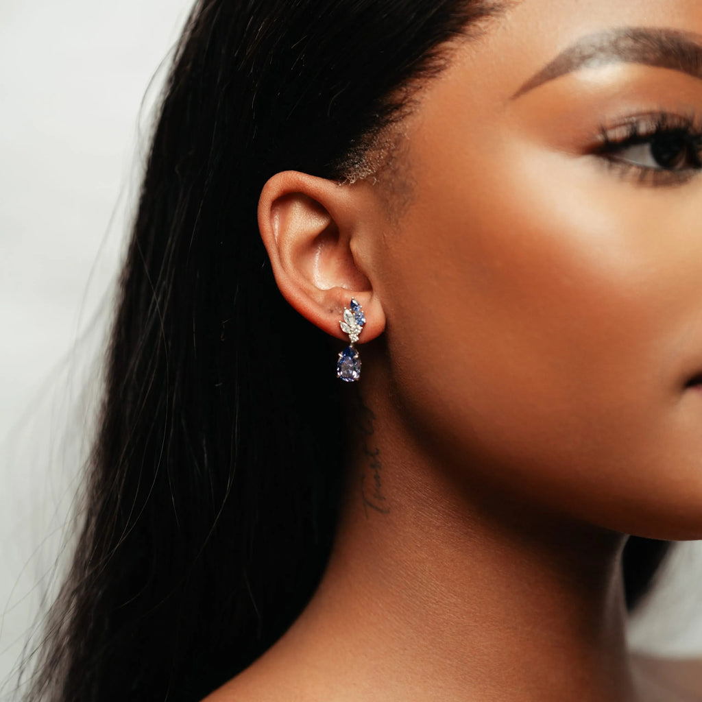 Alizia Leaf Crystal Drop Earrings