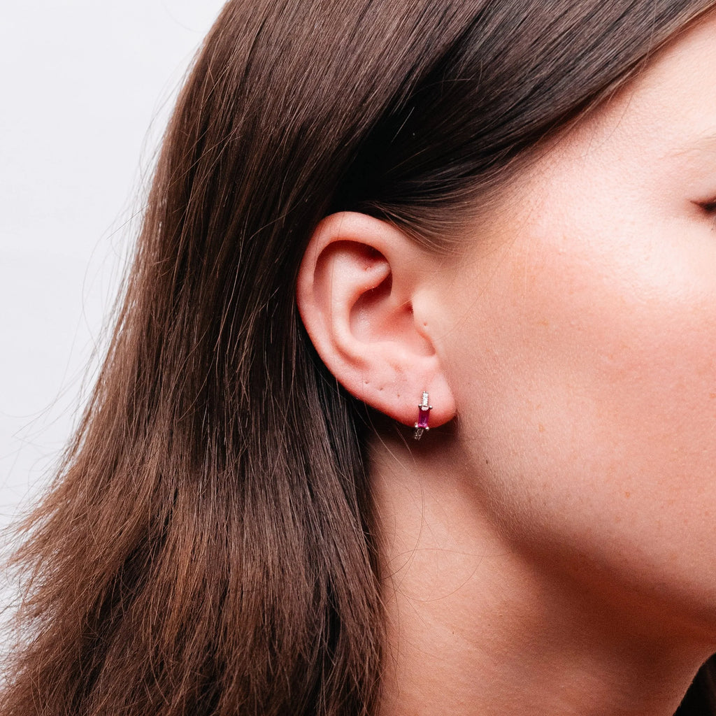 Alizia Dainty Colour Stone Hooped Earrings