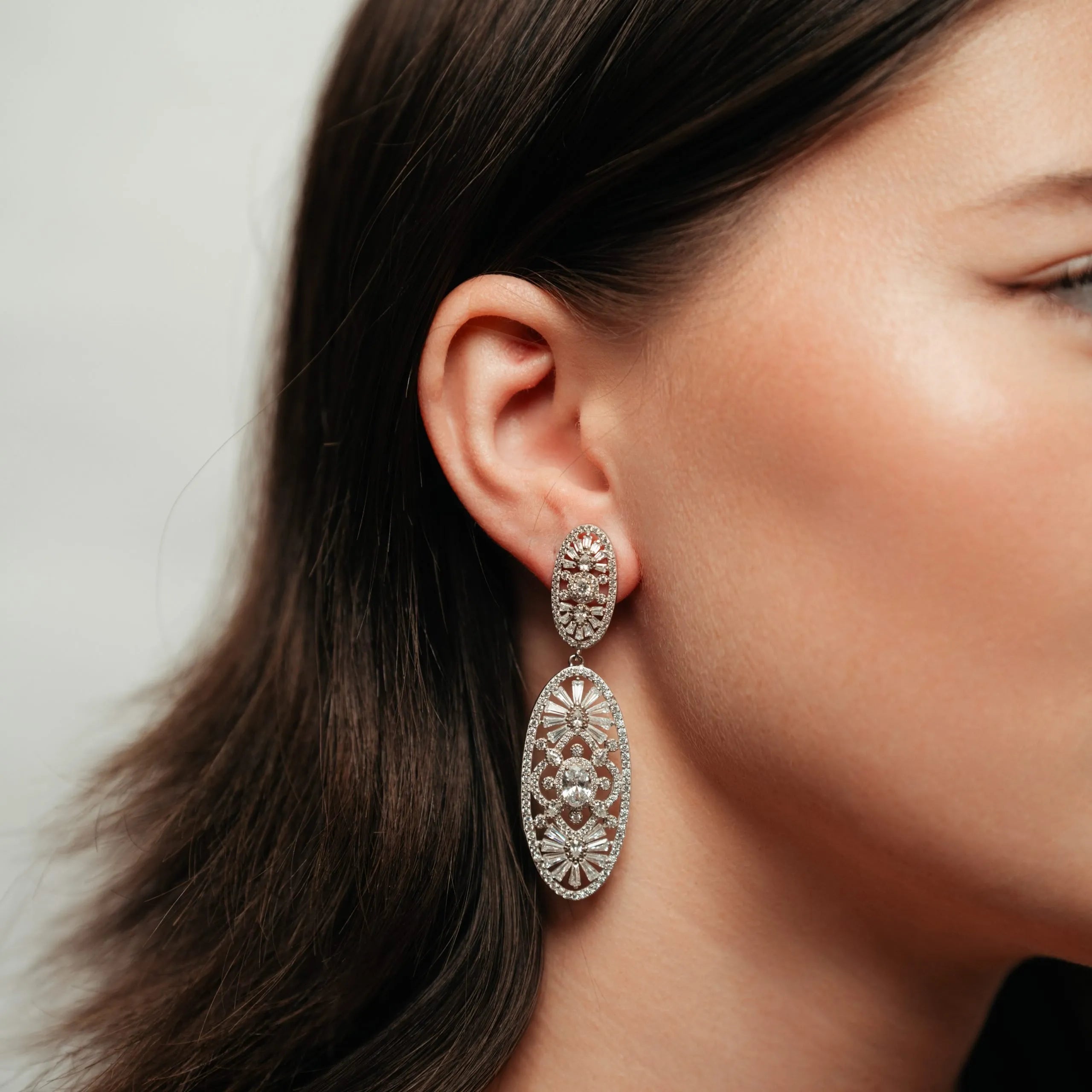 Alizia Oval Bridal Drop Earrings