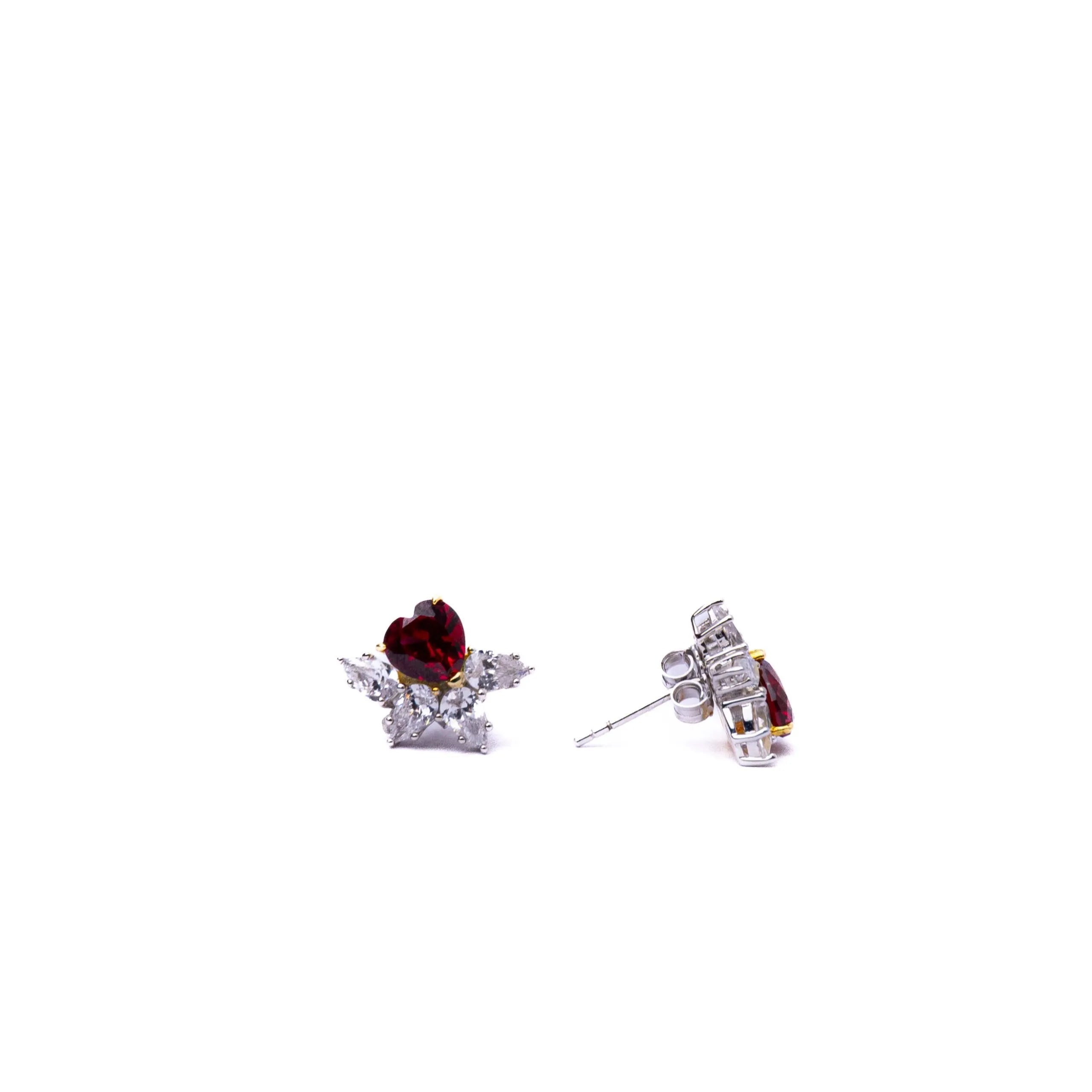 Alizia Ruby Heart Leaf Earring