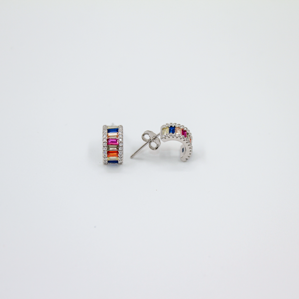 Alizia Colourful Bagutte Huggie Hooped Earrings