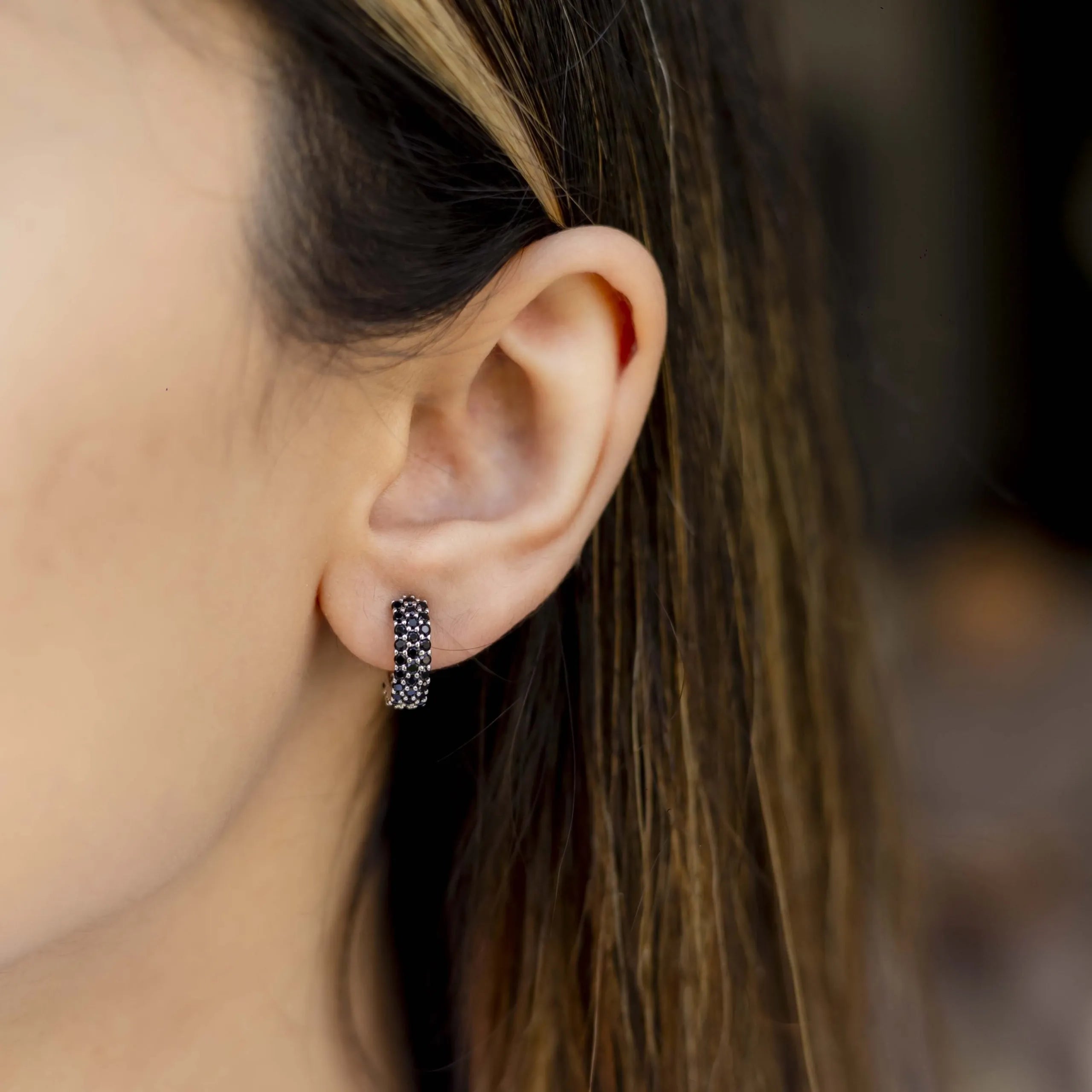 Alizia Small Stones Half Hoop Earrings