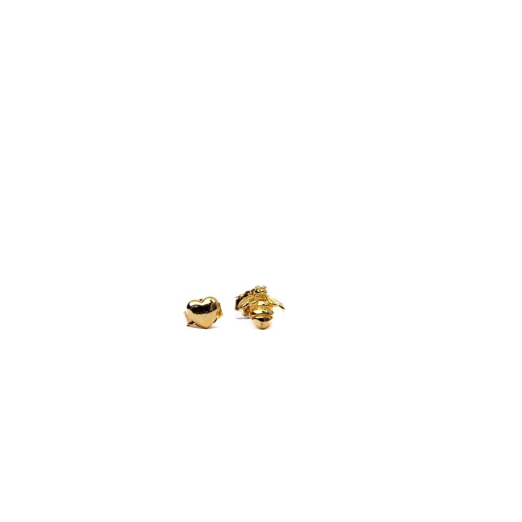Alizia Heart and Bee Stud Earrings
