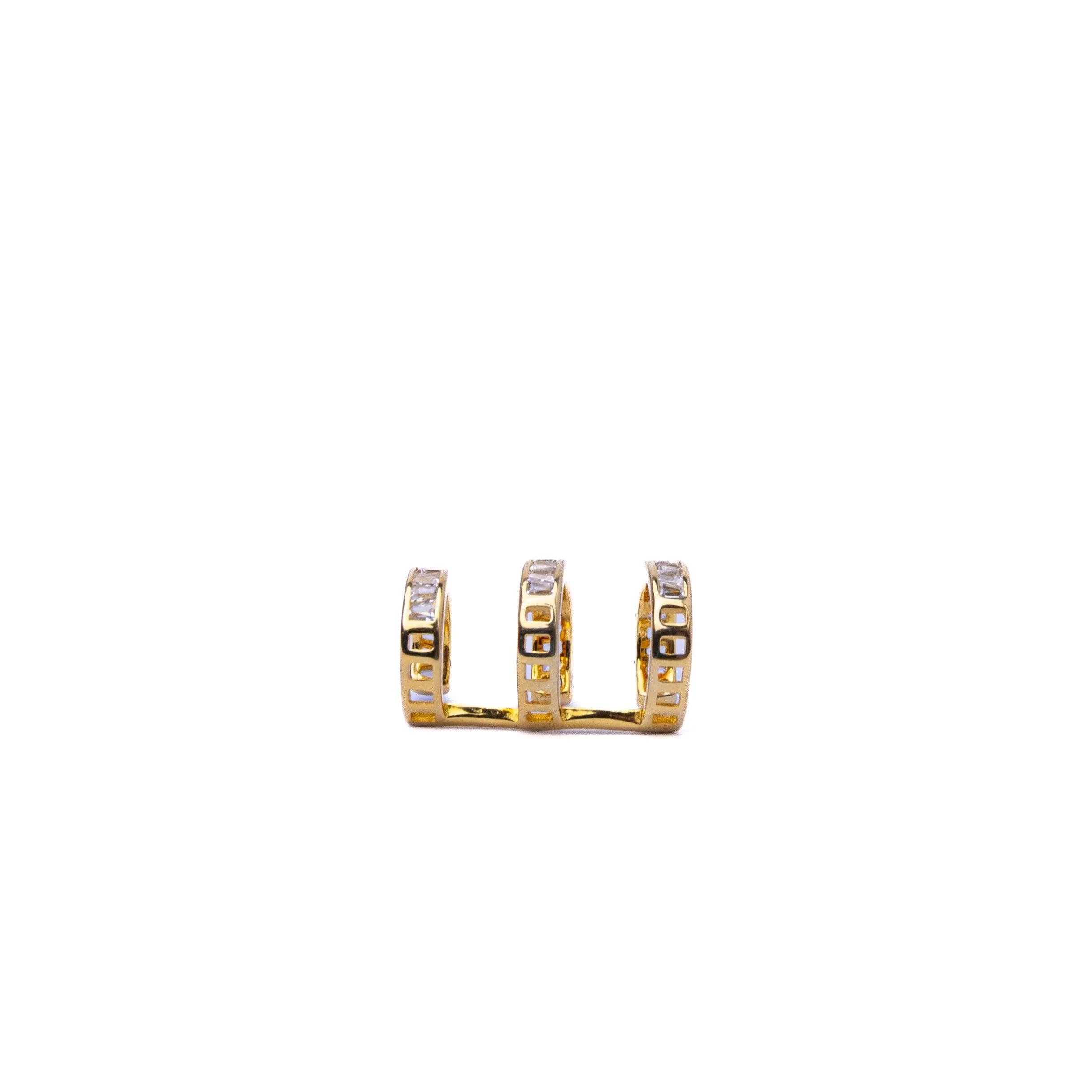 Alizia Rectangle Stone Crystal Outline Earrings