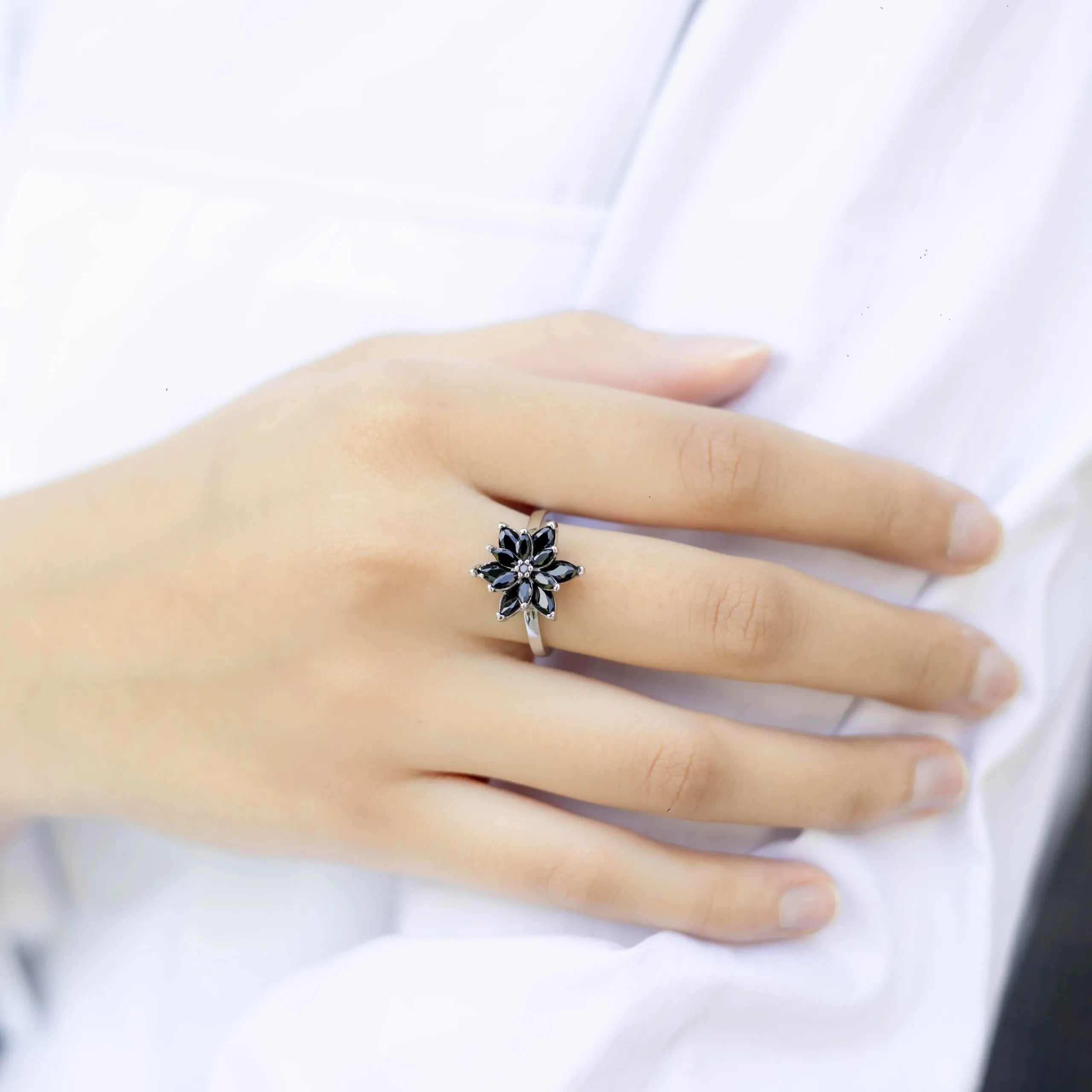 Alizia Double 5 Petal Flower Ring Size 7