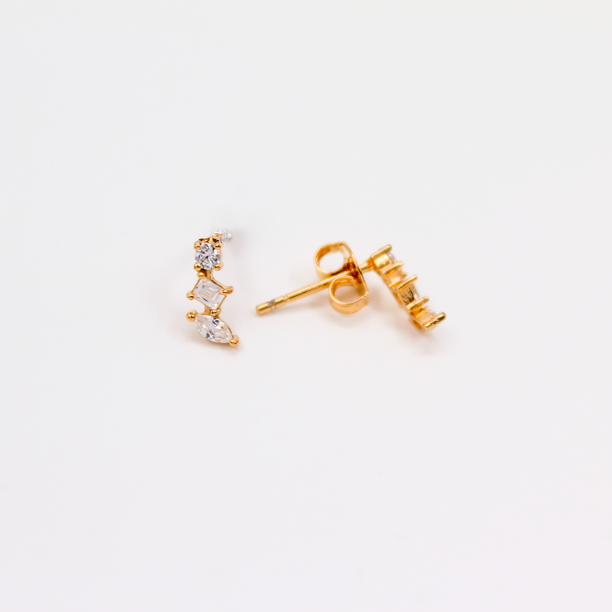 Alizia Small 3 Stone Stud Earrings