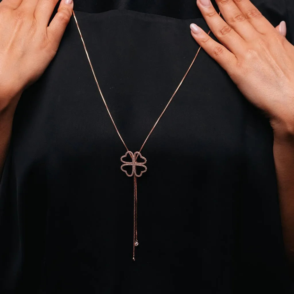 Alizia 4 Heart Flower Abaya Long Necklace