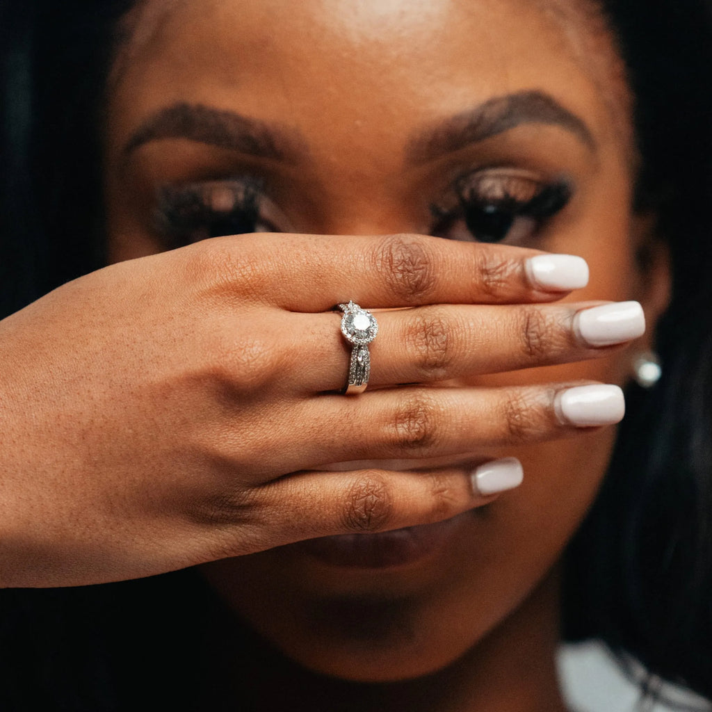 Alizia Round Halo Triple Ring