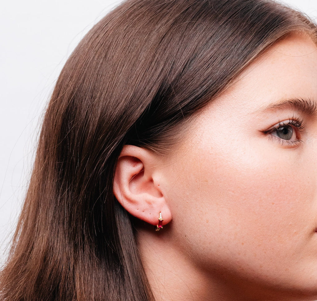 Alizia Dainty Color Stone Hooped Earrings