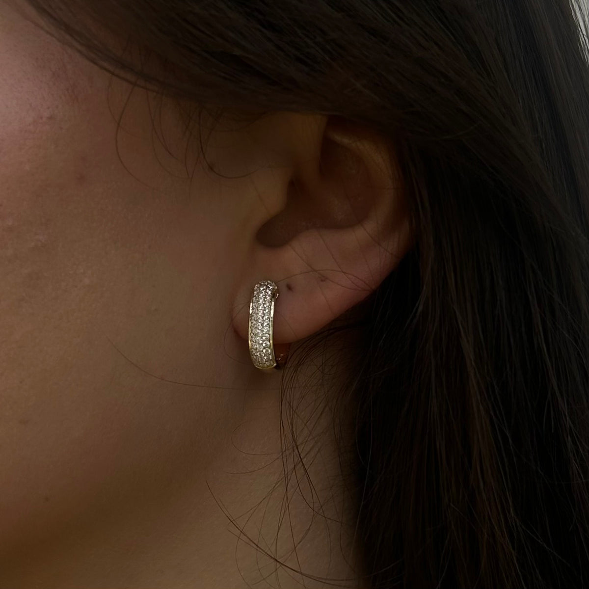 Alizia R Style Diamond Cluster Medium Hoops