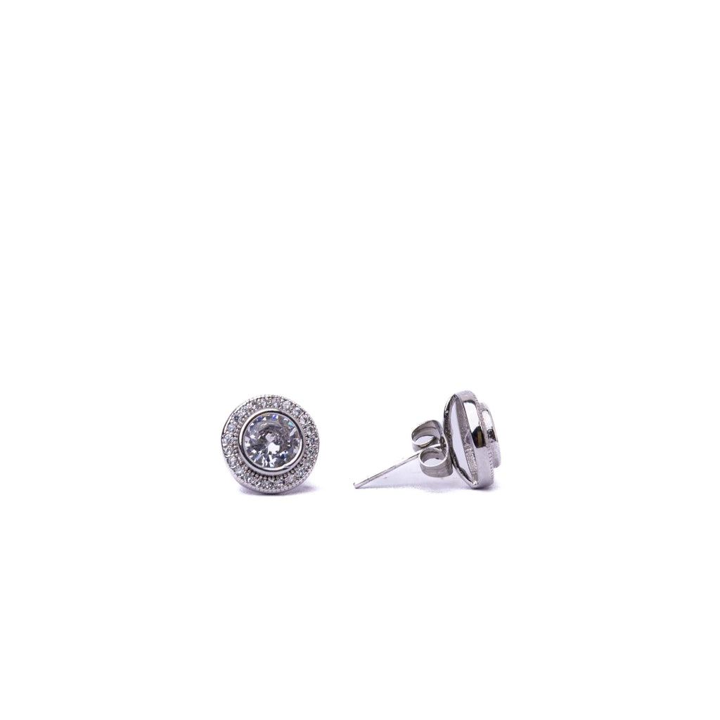 Alizia Halo Large Silver Outline Stud Earrings
